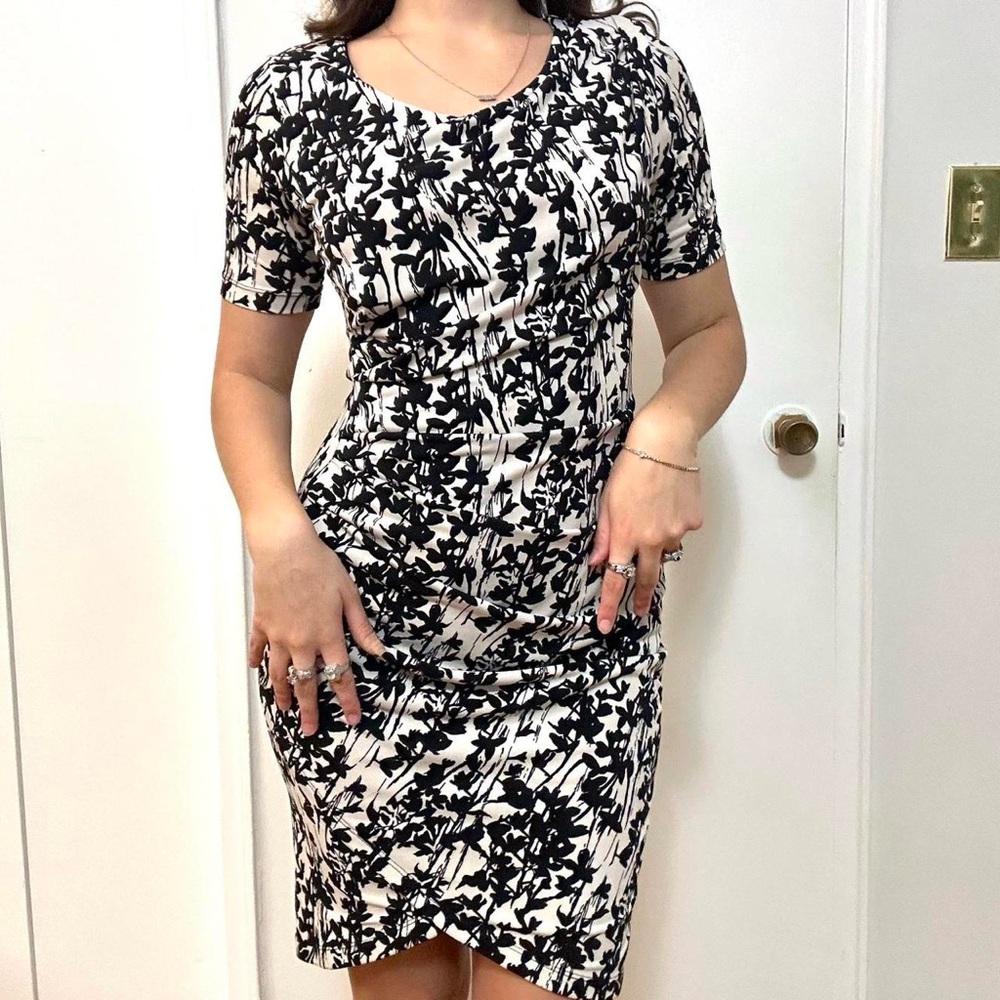 H&M Floral Print Dress Black and White Size Small